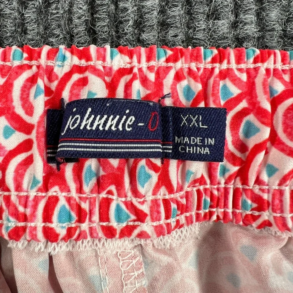 Johnnie O‎ Swim Trunks Shorts Mens 2XL XXL Red Geometric Beach Ocean Pool